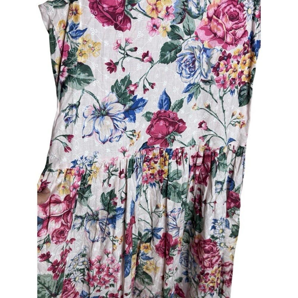 Vintage Brights Creek Dress Floral Cottagecore Tea Party Size 8 White Pink - Picture 5 of 8